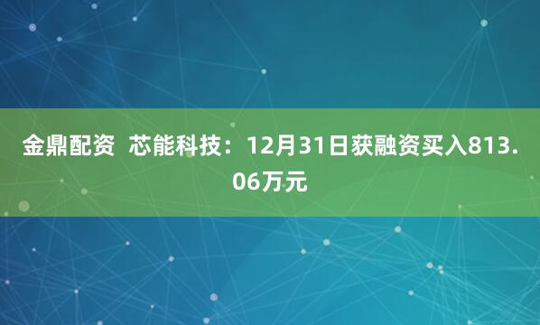 金鼎配资  芯能科技：12月31日获融资买入813.06万元